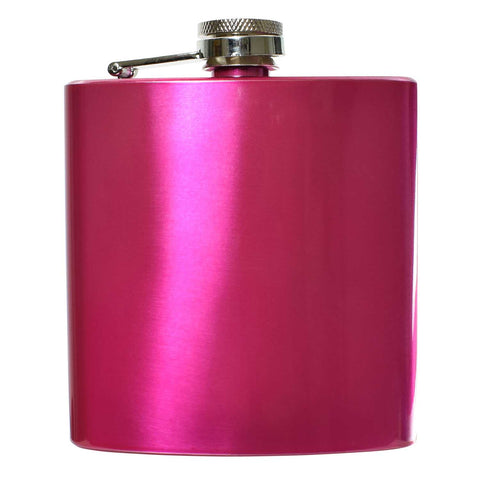 Engraved 6oz Shiny Pink Hip Flask