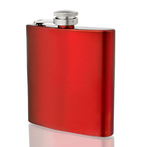 Engraved 6oz Shiny Red Hip Flask