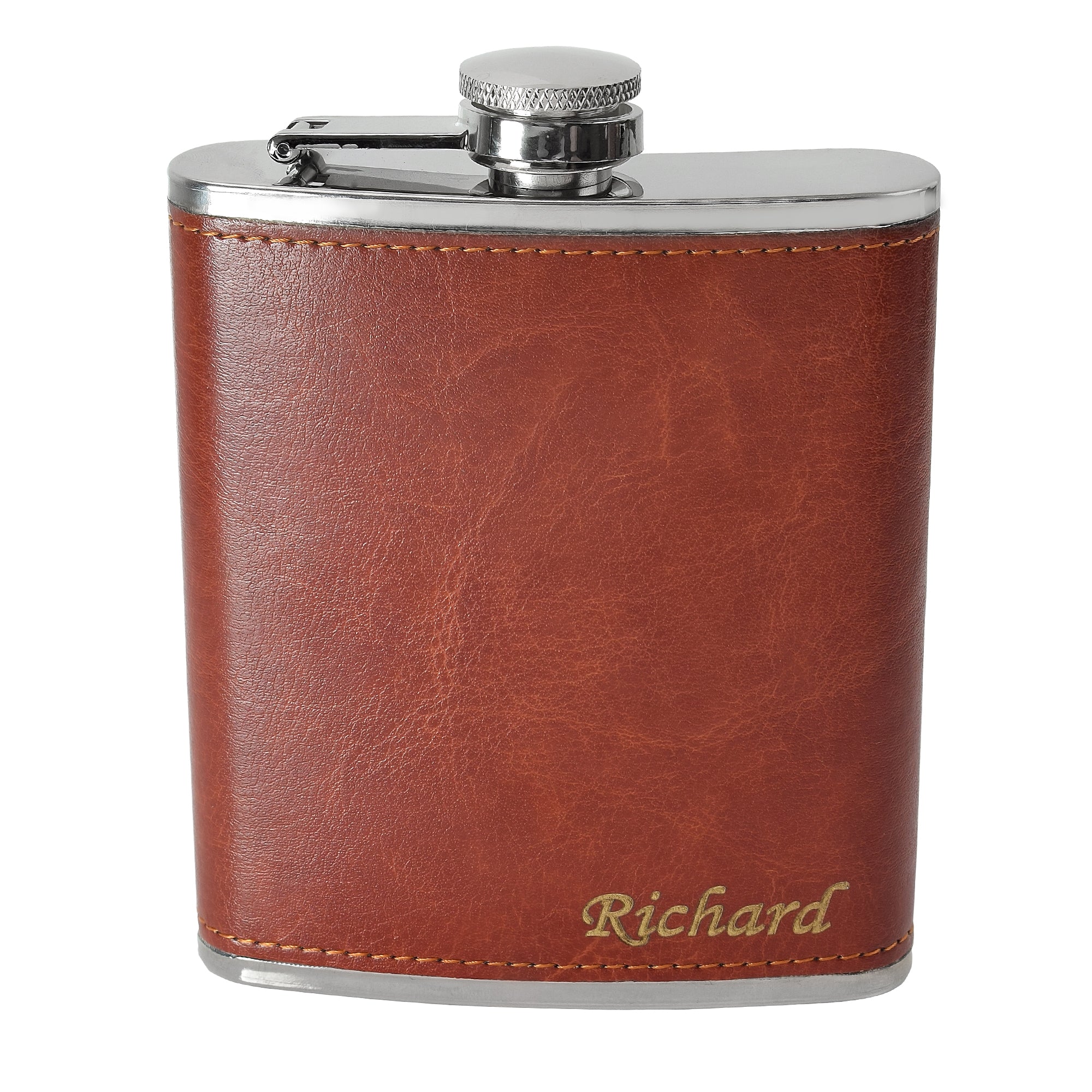 7oz Leather Hip Flask 360 Product View