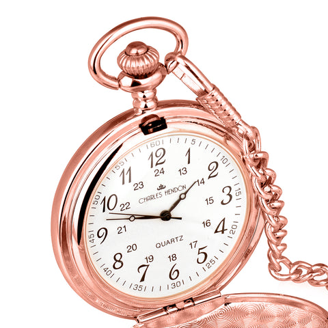 Rose Gold Arabic Numerals Pocket Watch