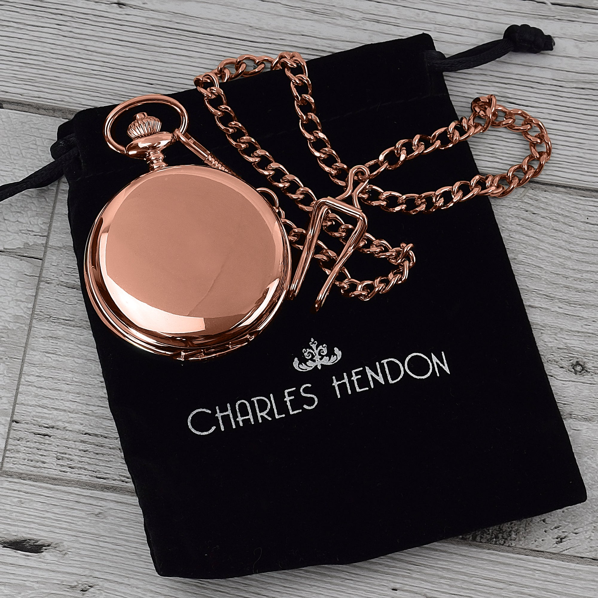 Rose Gold Pocket Watch with Roman Numerals