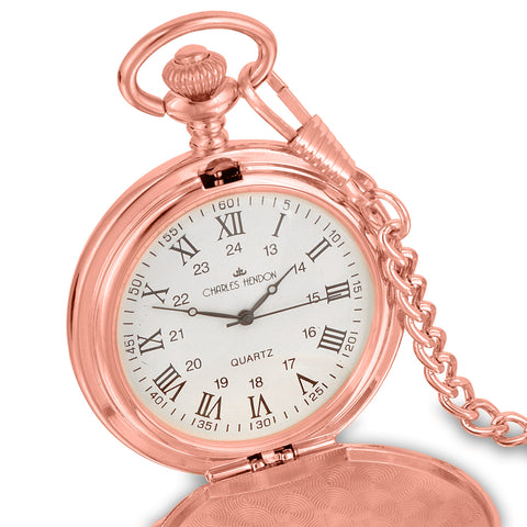 Rose Gold Pocket Watch with Roman Numerals