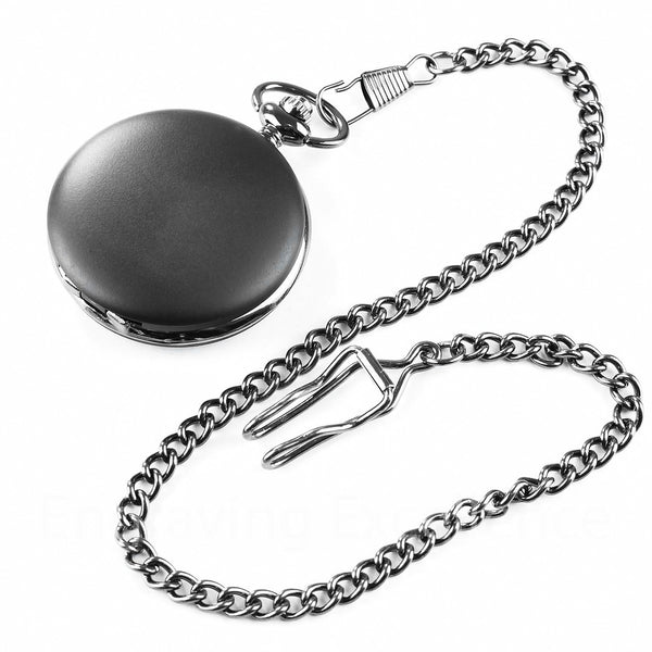 Black Pocket Watch with Roman Numerals