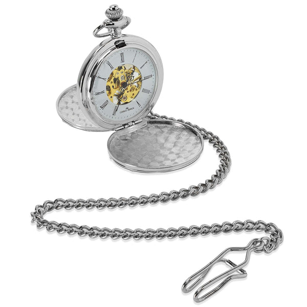 Silver Mechanical Roman Pocket Watch in a Wedding Printed Gift Box