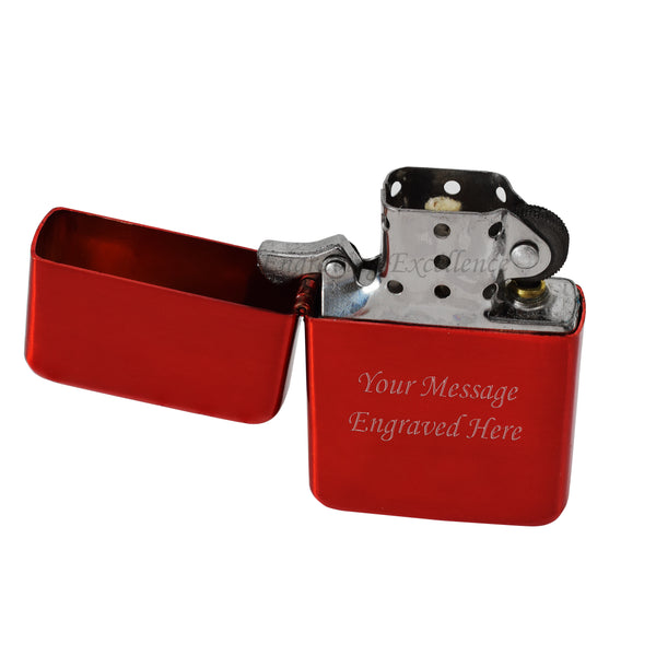 Steel Traditional Flip Lighter - Red