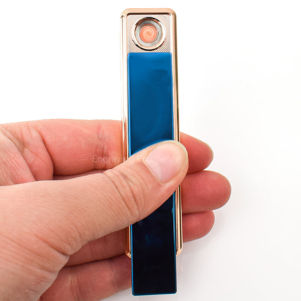 Slim Slide Action USB Lighter - Blue