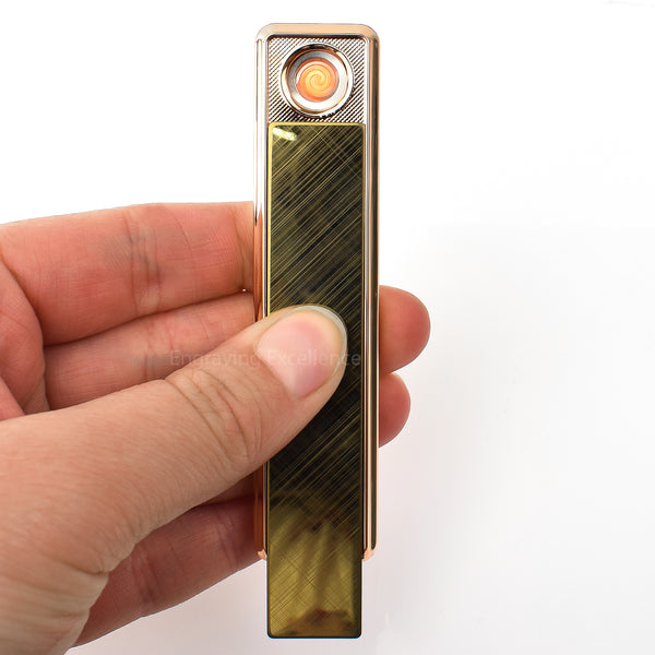 Slim Slide Action USB Lighter - Gold