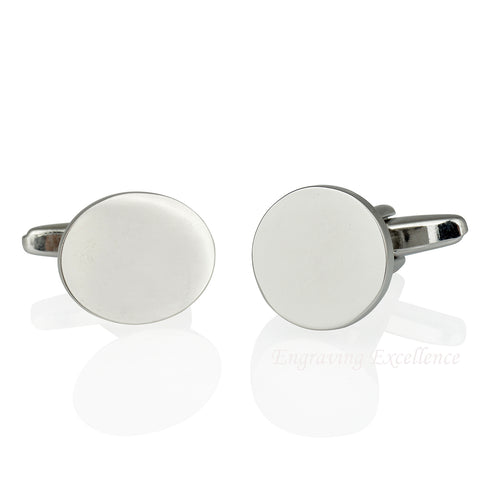 Round Rhodium Plated Cufflinks