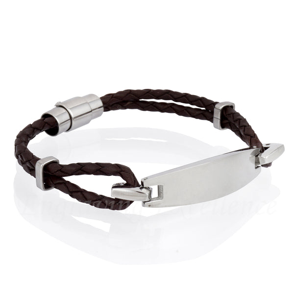 Men's Brown Leather I.D Bracelet