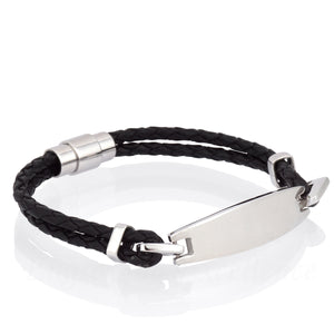 Black Leather I.D Bracelet 360 Product Preview