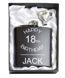 Happy Birthday Black 6oz Hip Flask