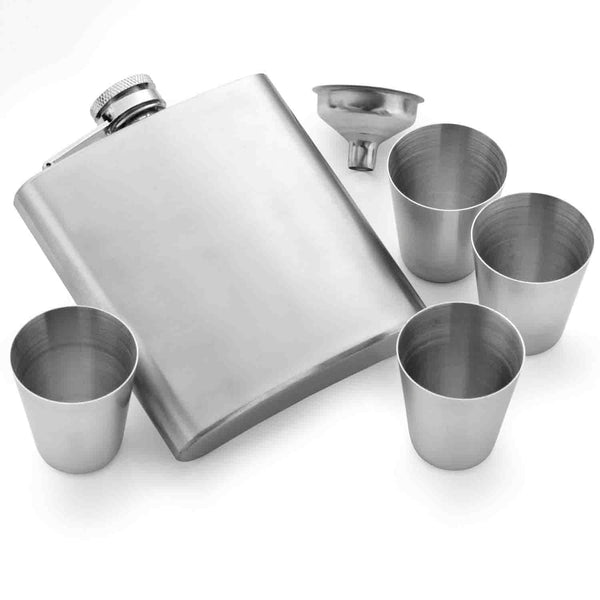 6oz Hip Flask in Gift Box with Funnel and Cups with a printed Thank You lid