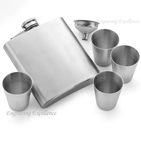 Father's Day Special 6oz Hip Flask in Gift Box with Funnel and Cups