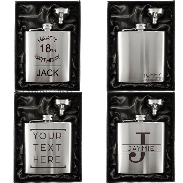 Monogram Silver 6oz Hip Flask