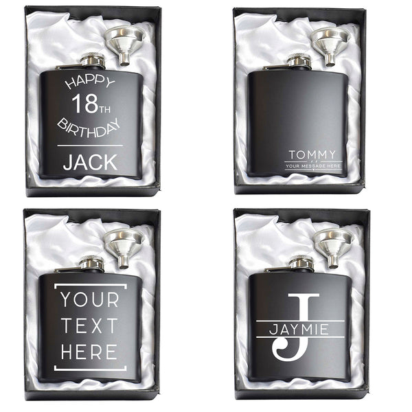 Monogram Black 6oz Hip Flask