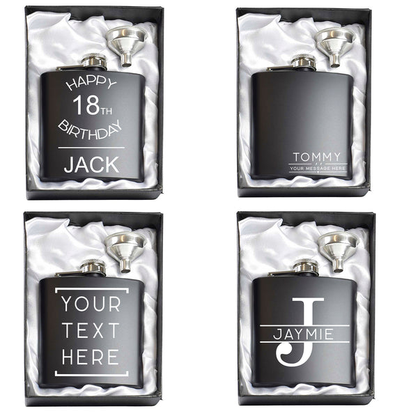 Happy Birthday Black 6oz Hip Flask