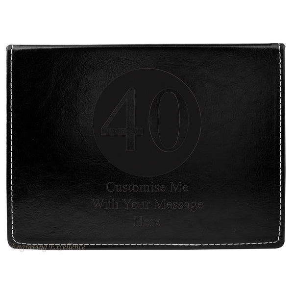Black Leather Hip Flask Gift Set - Happy Birthday Style 1