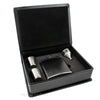 Black Leather Hip Flask Gift Set - Happy Birthday Style 3