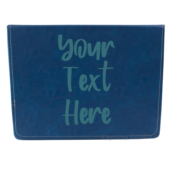 Blue Leather Hip Flask Gift Set - Your Text Here