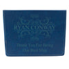 Blue Leather Hip Flask Gift Set - Wedding Flourishes Design