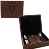 Brown Leather Hip Flask Gift Set - Wedding Suit Design
