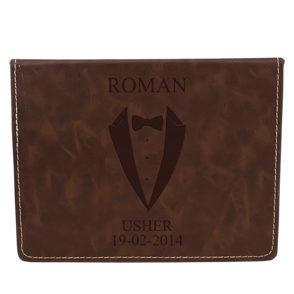 Brown Leather Hip Flask Gift Set - Wedding Suit Design