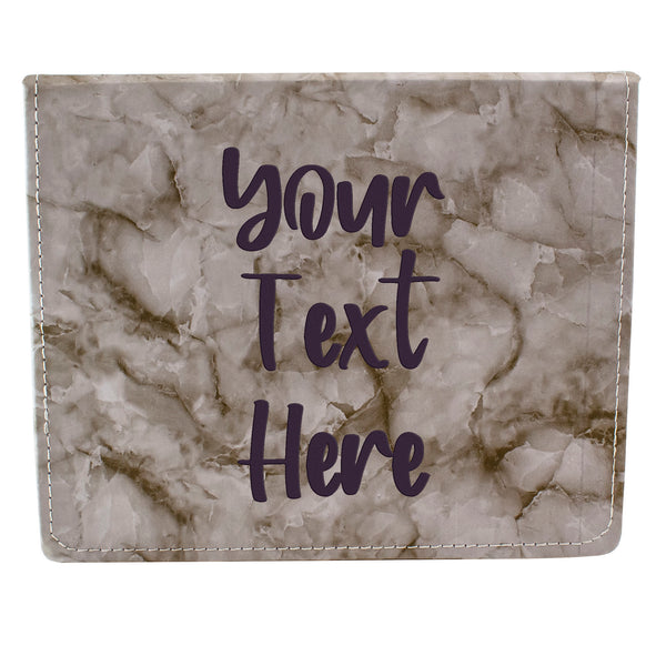 Grey Marble Leather Hip Flask Gift Set - Your Text Here