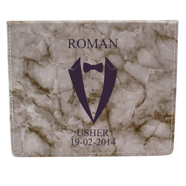 Grey Marble Leather Hip Flask Gift Set - Wedding Suit Design