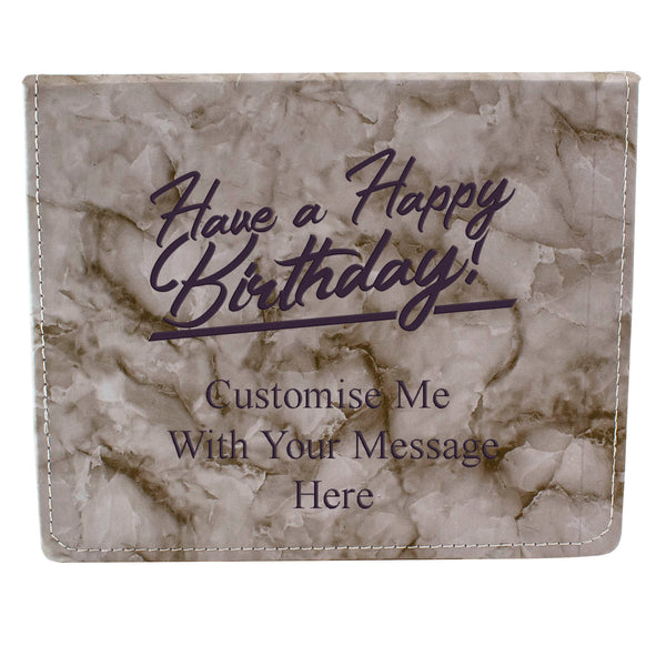 Grey Marble Leather Hip Flask Gift Set - Happy Birthday Style 2