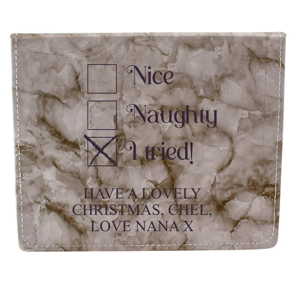 Grey Marble Leather Hip Flask Gift Set - Christmas Design