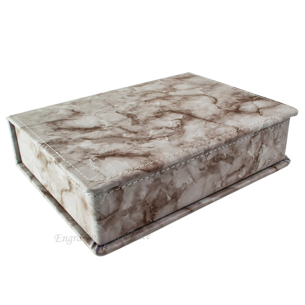 Grey Marble Leather Hip Flask Gift Set - Happy Birthday Style 3