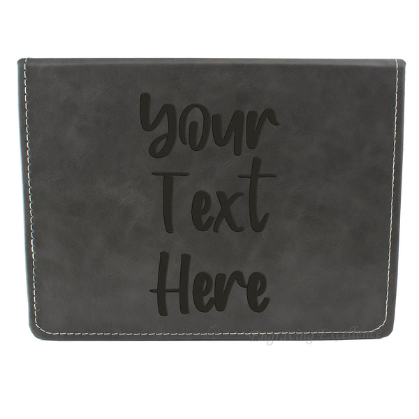 Grey Leather Hip Flask Gift Set - Your Text Here