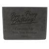 Grey Leather Hip Flask Gift Set - Happy Birthday Style 2