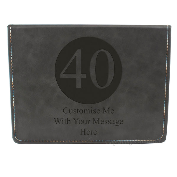 Grey Leather Hip Flask Gift Set - Happy Birthday Style 1