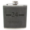 Grey Leather Hip Flask Gift Set - Happy Birthday Style 3