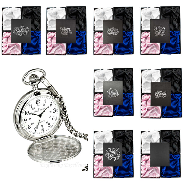 Silver Pocket Watch in a Wedding Printed Gift Box