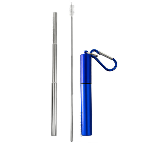 Personalised Collapsible Reusable Straw - Blue