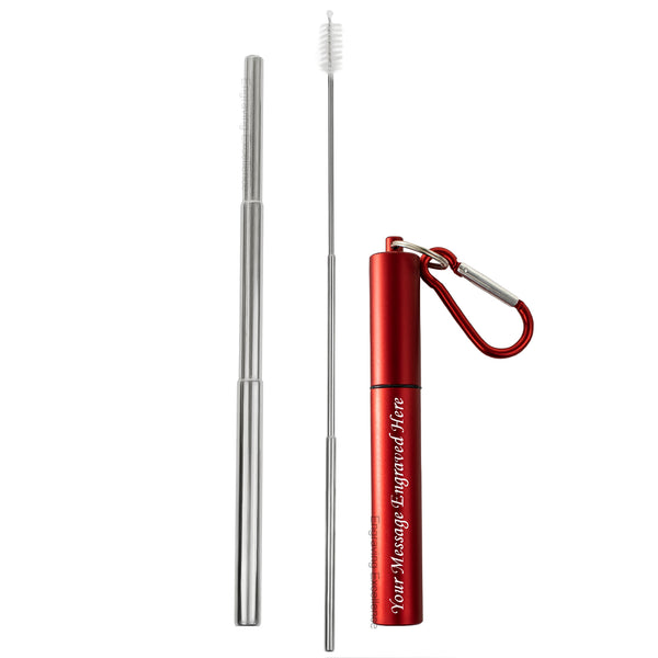 Personalised Collapsible Reusable Straw - Red