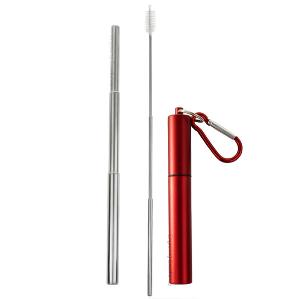 Personalised Collapsible Reusable Straw - Red