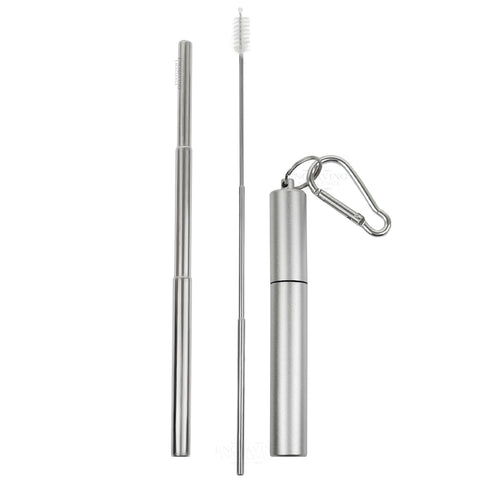 Personalised Collapsible Reusable Drinking Straw - Silver