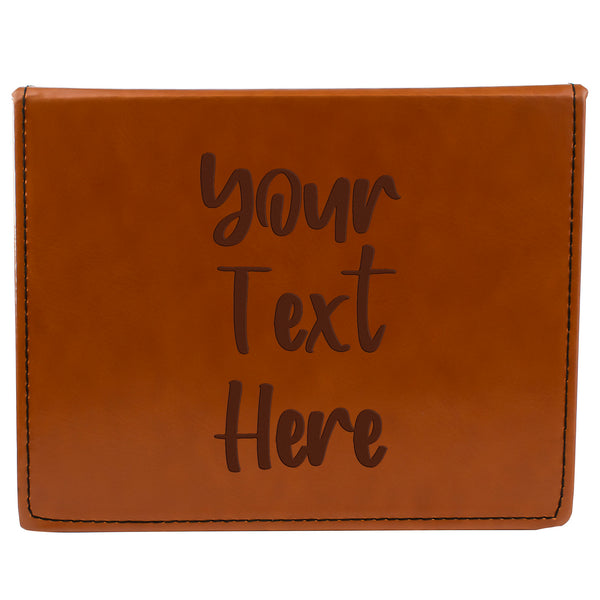 Tan Brown Leather Hip Flask Gift Set - Your Text Here